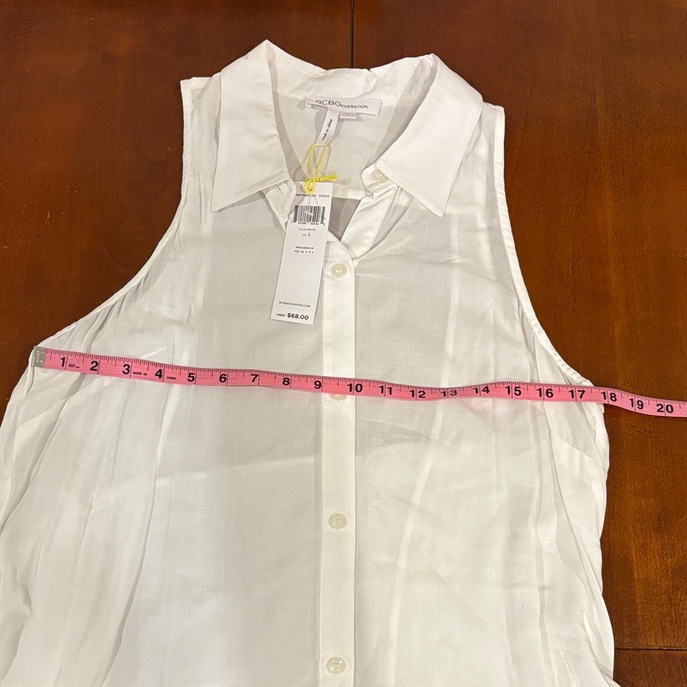 BCBGeneration Sheer White Sleeveless‎ Blouse - Picture 8 of 10